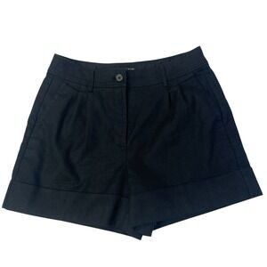 J.Crew Re-Imagined Linen Blend Cuffed Shorts Size 6 Black High Rise